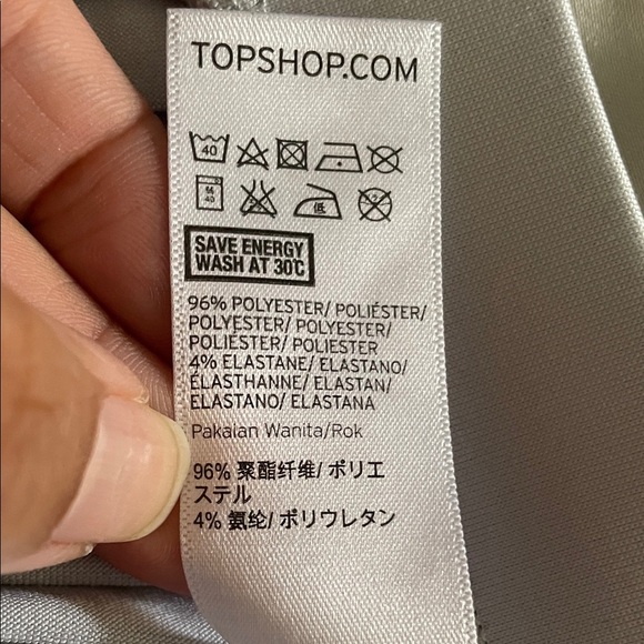 Topshop Shimmering Silver Pleated Midi Skirt sz 8 - Picture 7 of 7